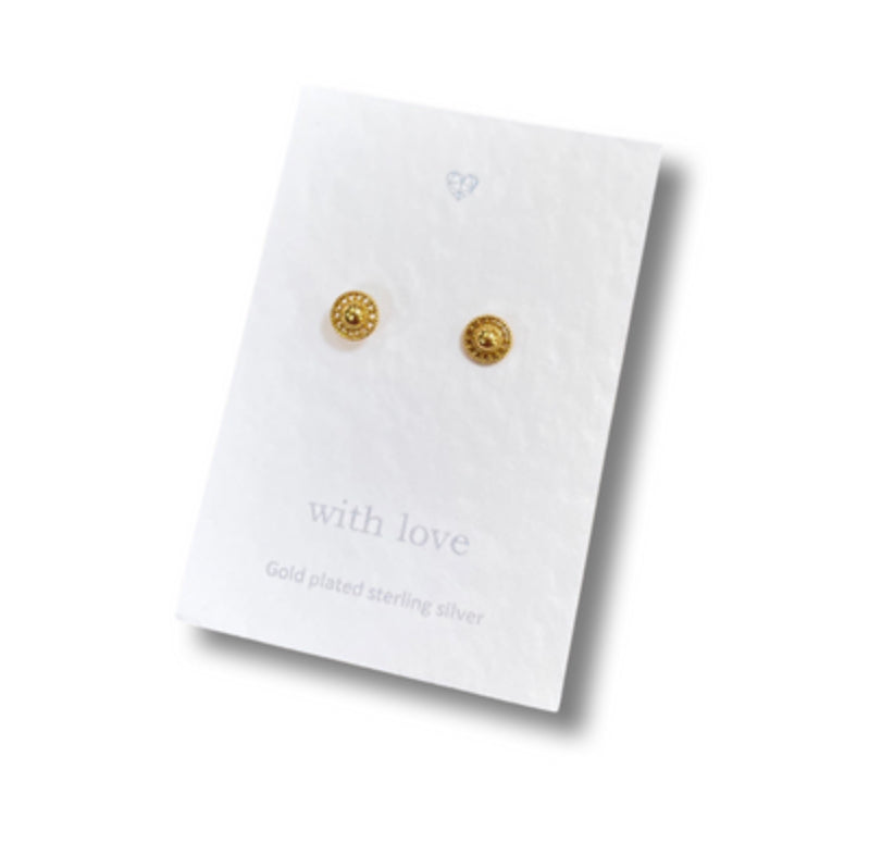 Circle detailed gold stud earrings