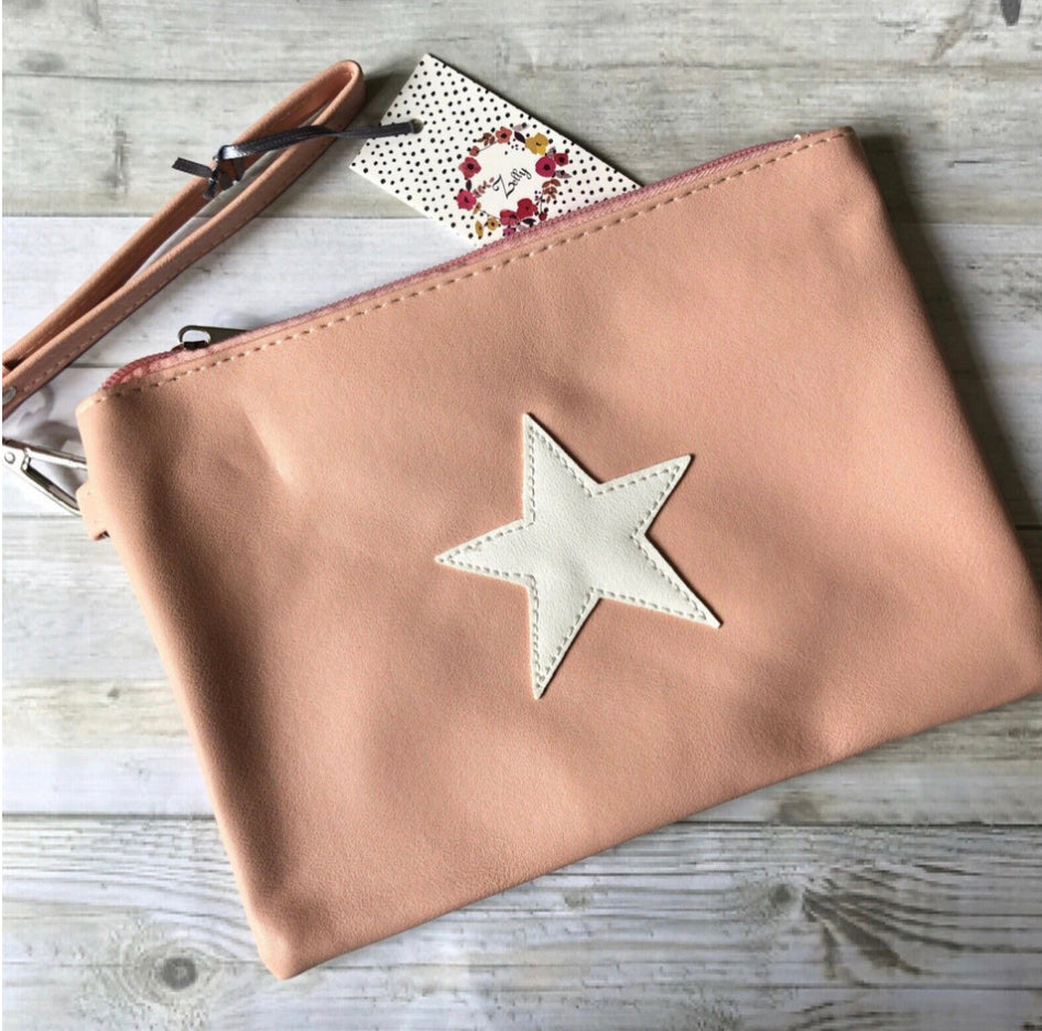 Zelly Star Cosmetic Purse Wrist Strap Bag Case Makeup Clutch Bags. Pink or grey.