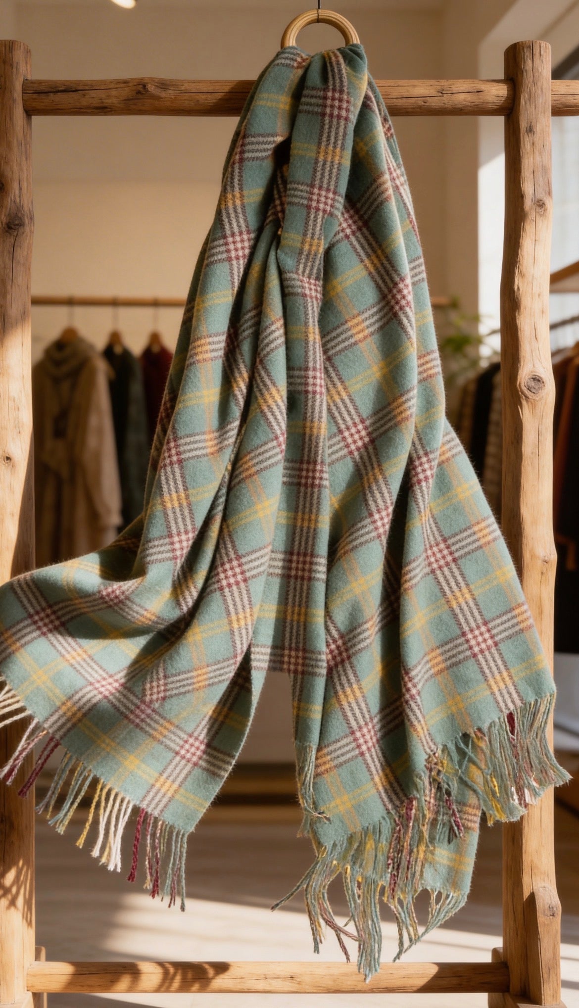 Classic Check tartan scarf in aqua & chocolate
