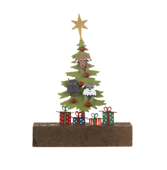 Dogs in a Christmas tree Shoeless Joe standing christmas ornament