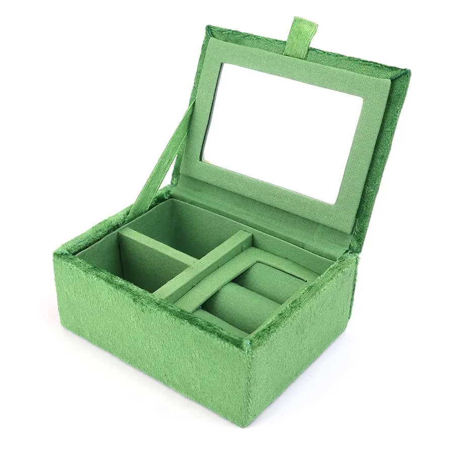 Green velvet cherries jewellery box