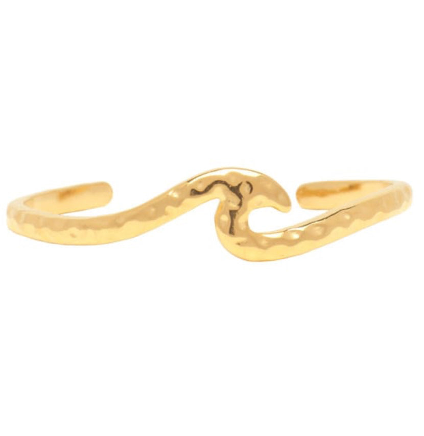 BANGLE WATERPROOF HAMMERED WAVE IN GOLD OR SILVER
