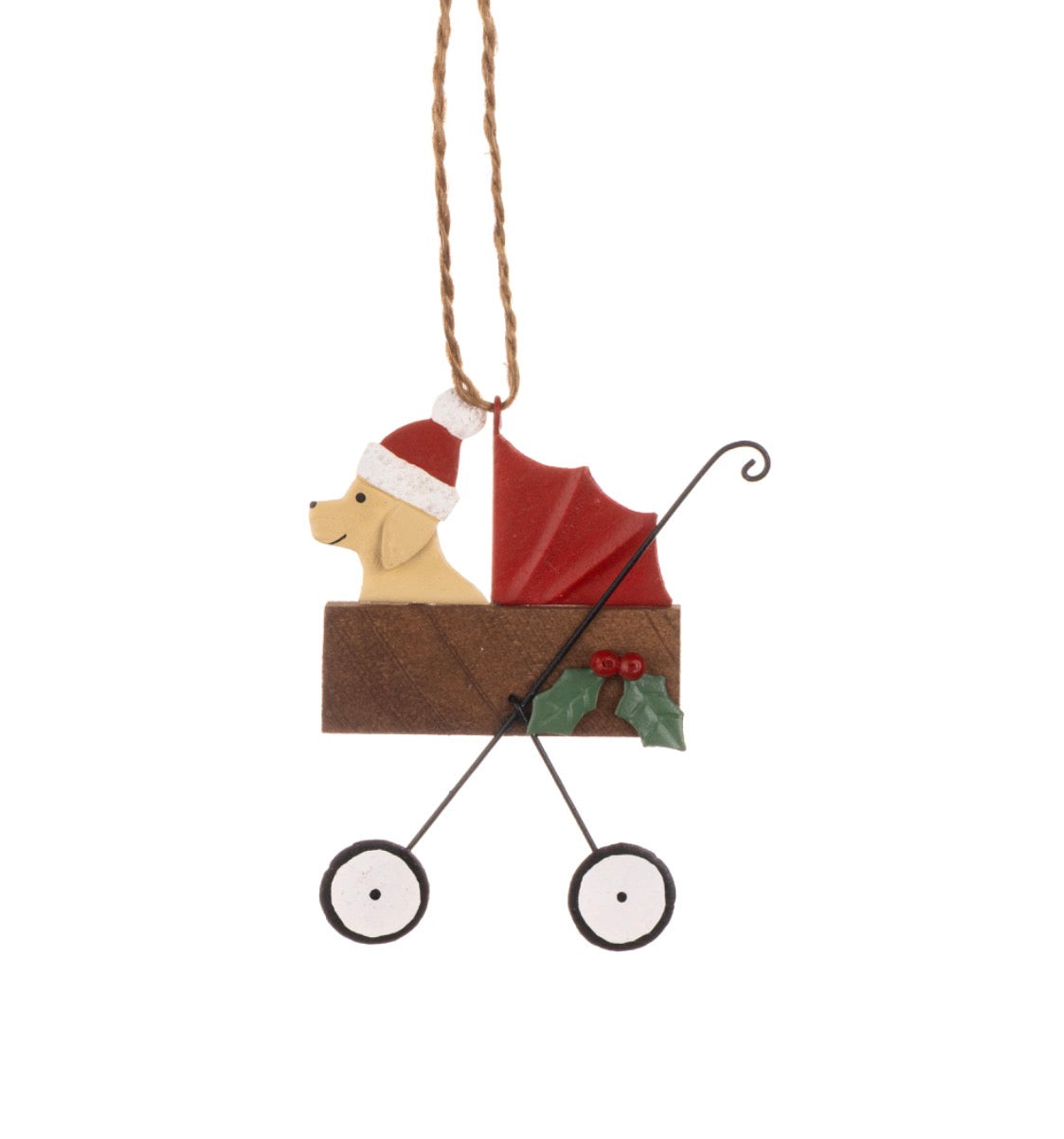 Dog in pram Christmas decoration
