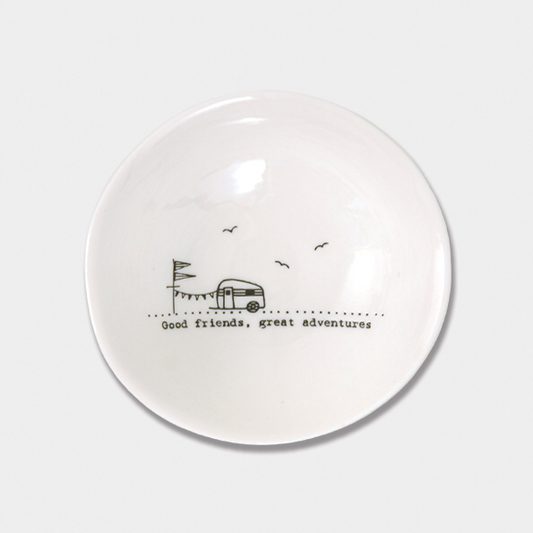 Medium trinket dish by East of India. Good friends, great adventures.