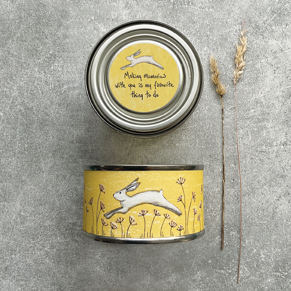 Making memories with you is my favourite thing to do, tinned candle by east of india