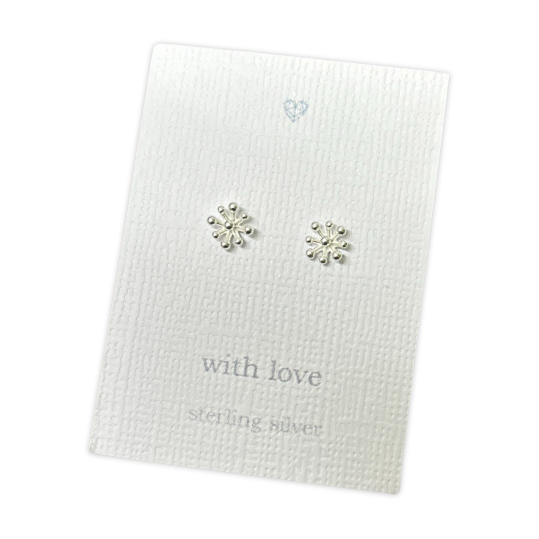 Plain flower burst sterling silver stud earrings