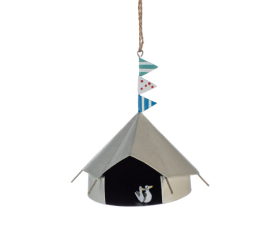 Glamping tent with seagulls. Campsite hanging decoration by shoeless joe