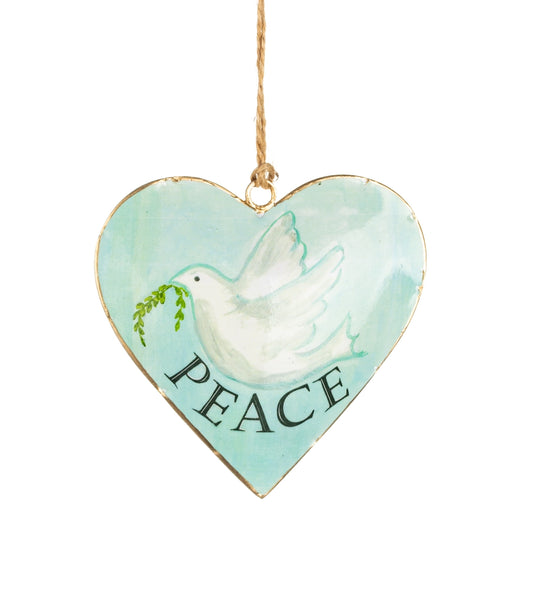 Dove of peace hanging heart decoration