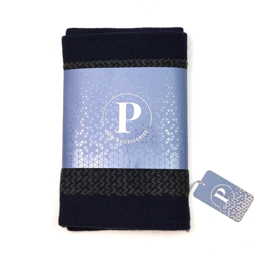 Navy and grey mix pull through scarf for men
