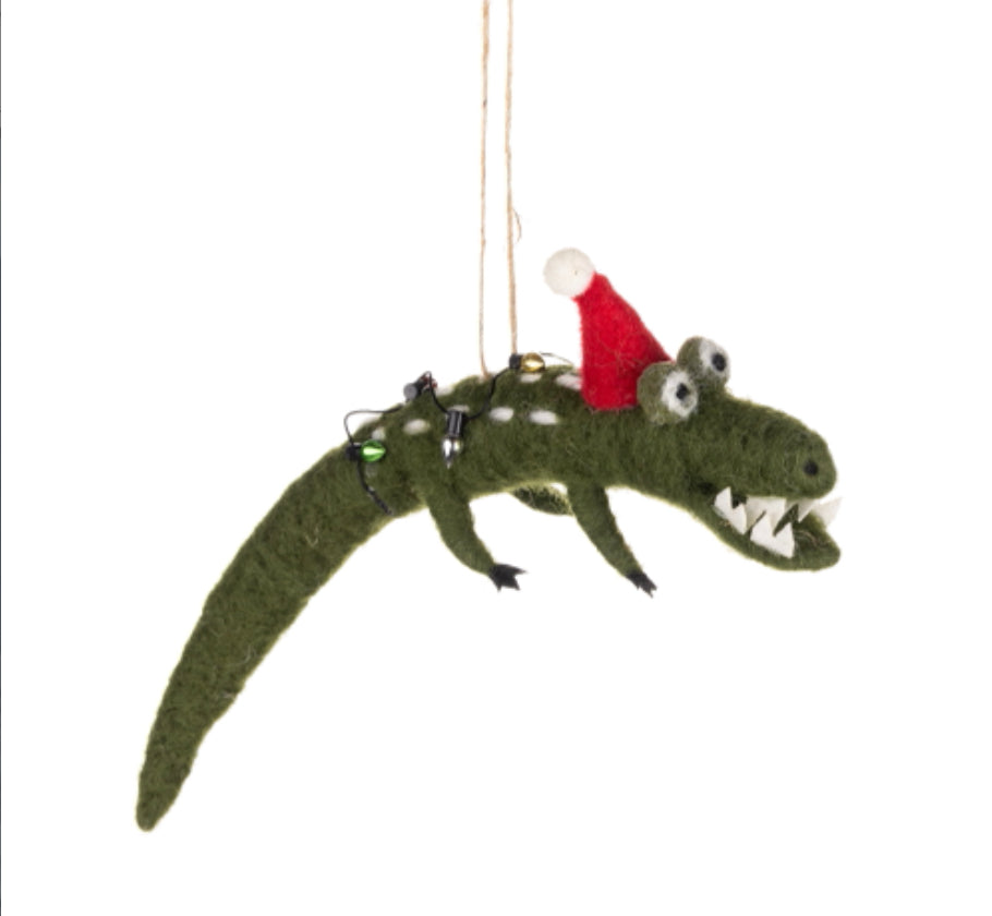 Christmas Crocodile hanging decoration