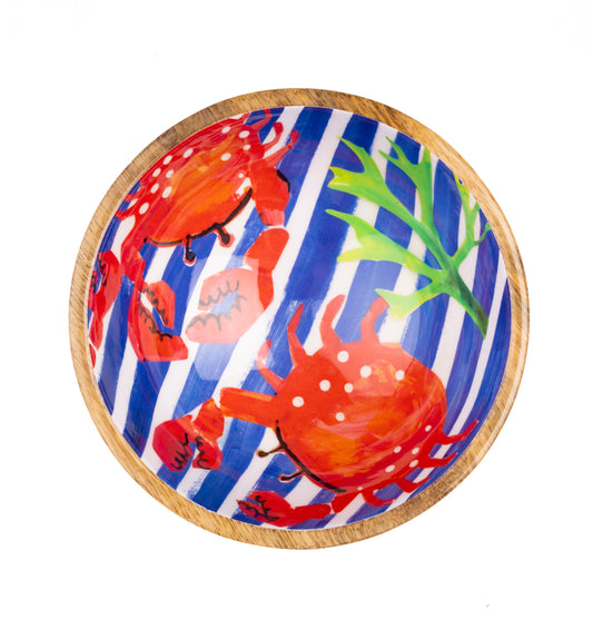 Red Crabs mango wood bowl
