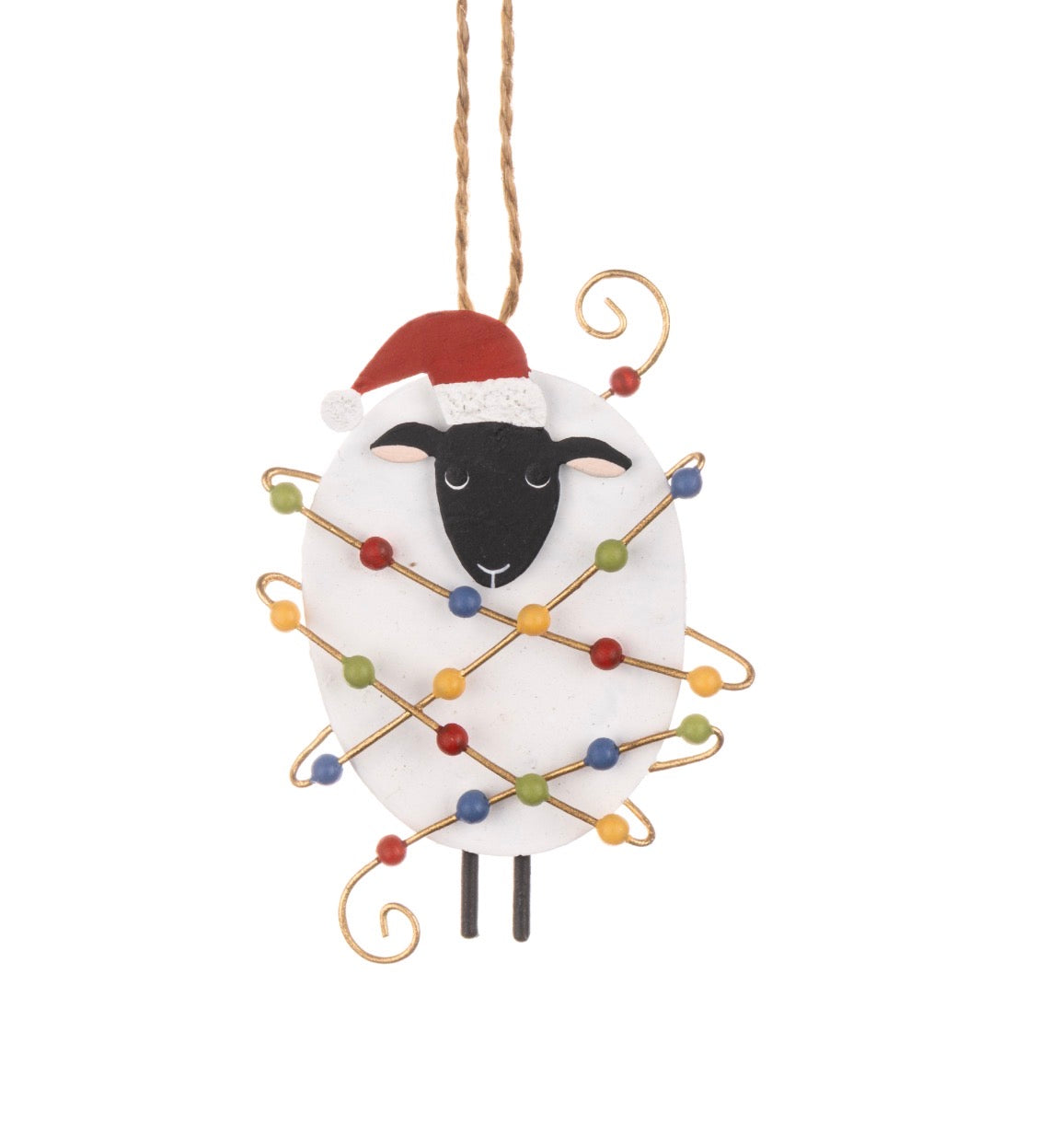 Hanging Sheep Entangled in Lights Christmas decoration