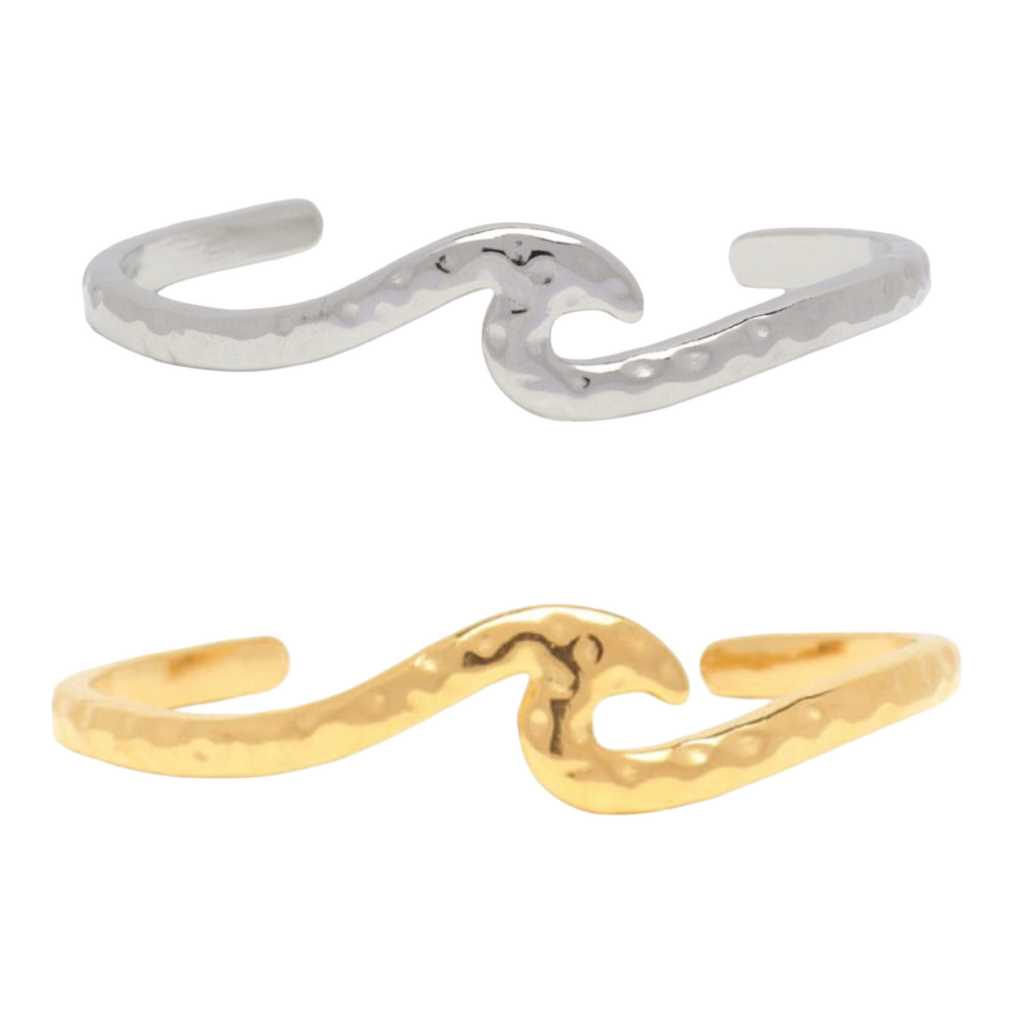 BANGLE WATERPROOF HAMMERED WAVE IN GOLD OR SILVER