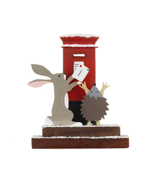 Posting Card in Letterbox Block standing Christmas ornament