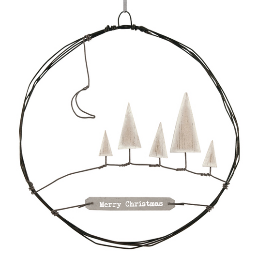 Metal wreath with Christmas trees by east of India
