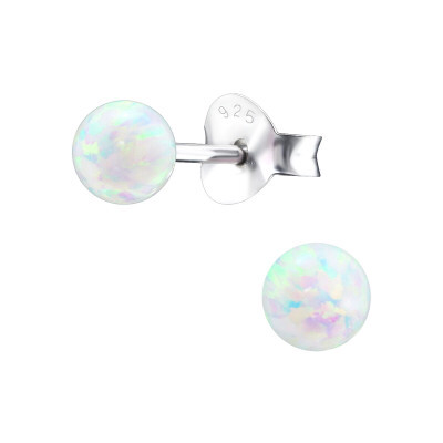 Opal sterling silver stud earrings 5mm