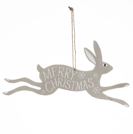 Grey Rabbit Merry Christmas sign