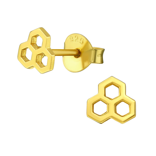 Honey comb gold studs