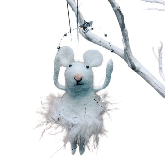 Swan lake ballet dancer white mouse Christmas decoration