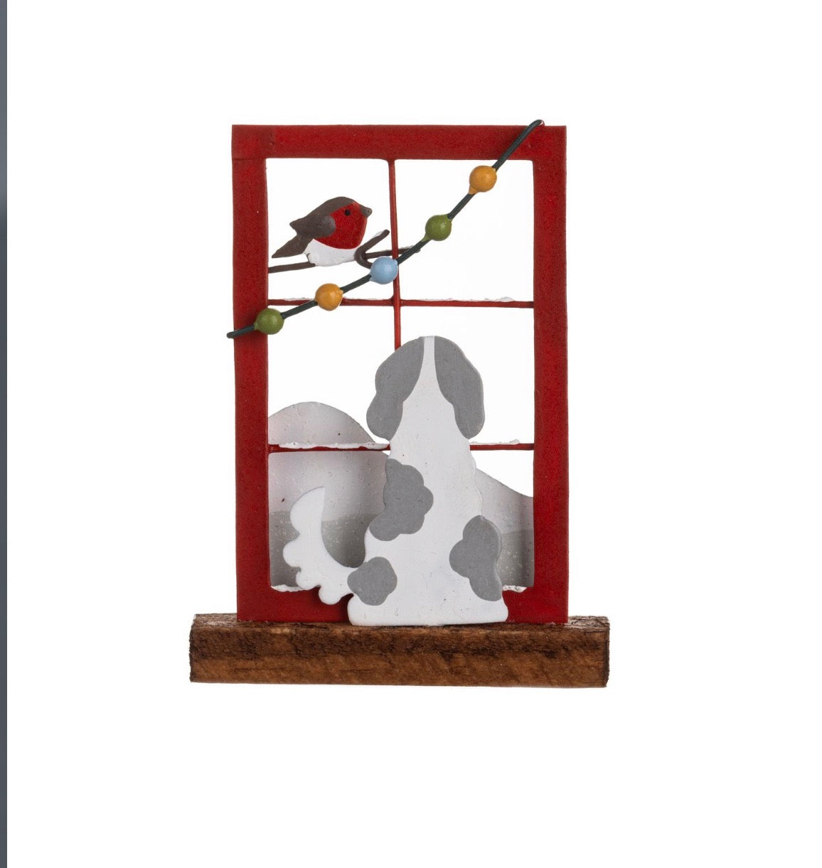 Window Gazing Dog standing christmas ornament