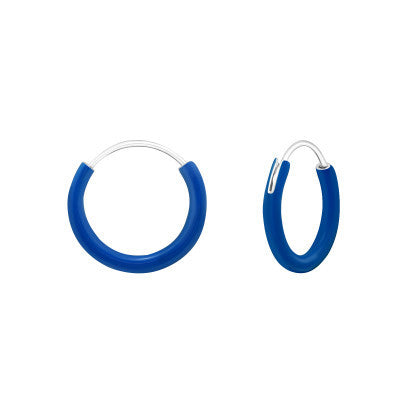 Blue or pink small hoop earrings