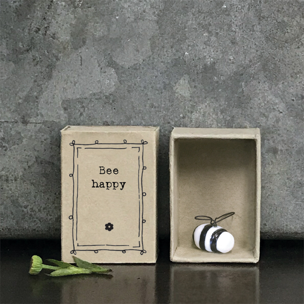 Bee Happy. Matchbox ceramic bee keepsake