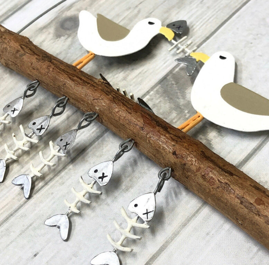 Seagulls sharing platter hanging decoration by Shoeless Joe