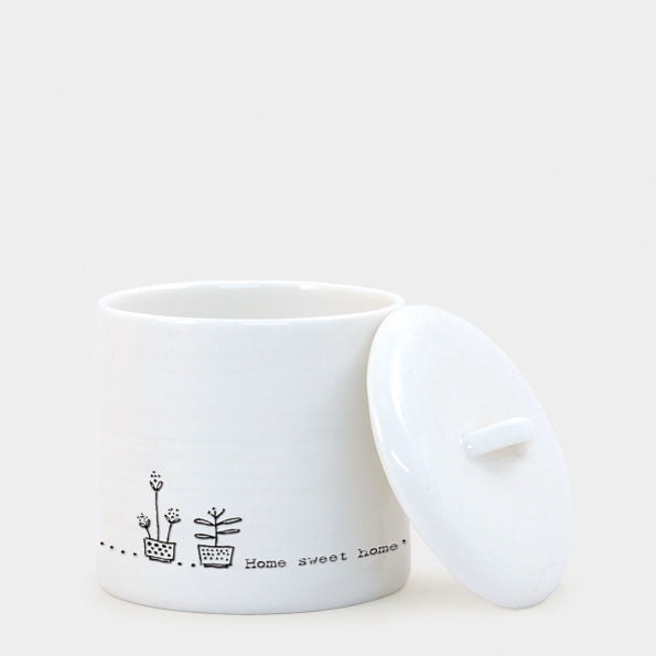 Home sweet home lidded ceramic pot by East of India