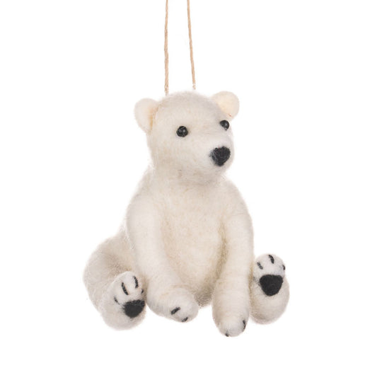 Polar Bear felted hanging decoration