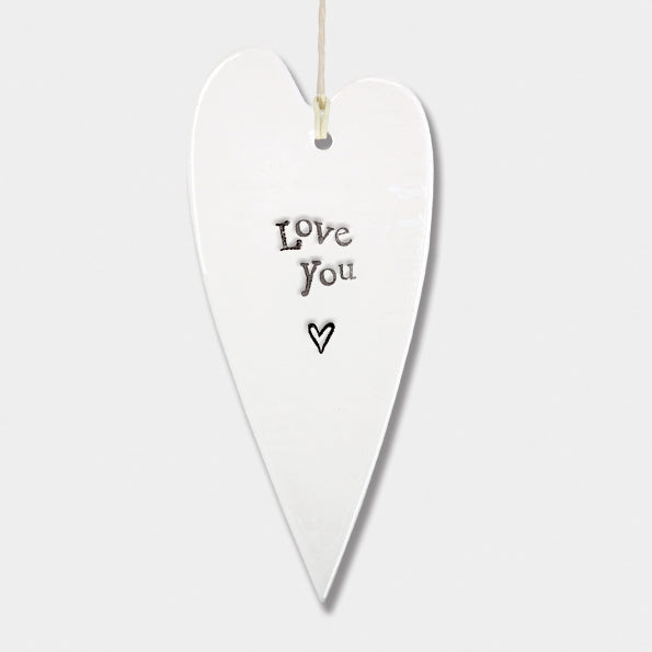 East of India long ceramic heart. Love you