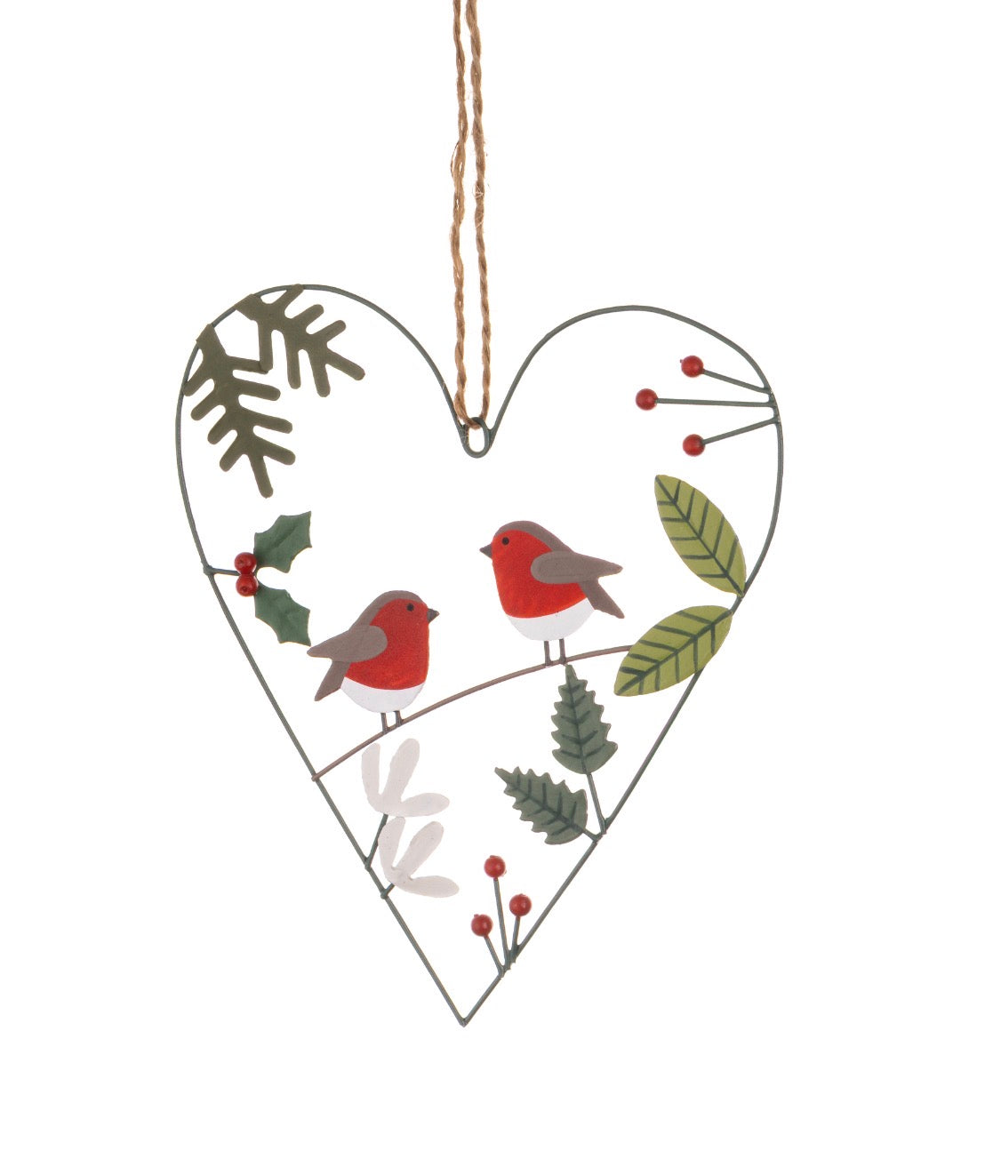 Pair of Robins in a Hanging Heart