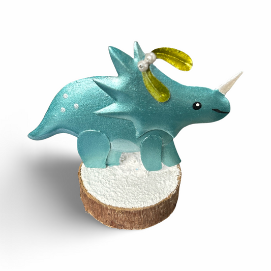 Christmas Triceritops with mistletoe standing ornament