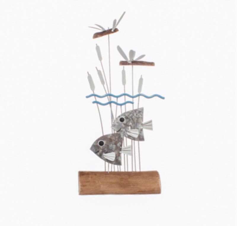 Fish in reeds standing ornament by Shoeless Joe