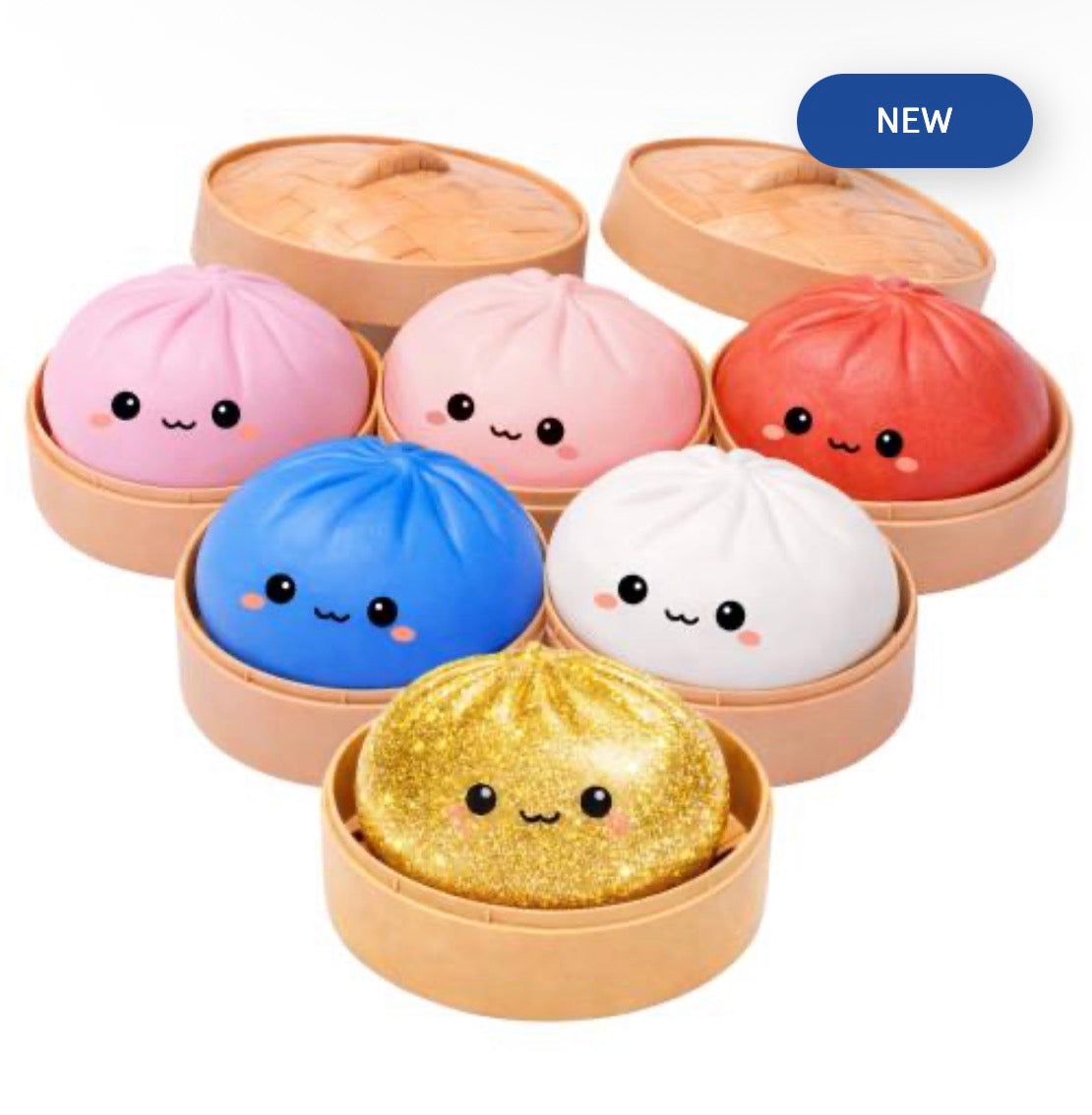 Lucky Bao Squeeze & Collect Squishy Toy – Mystery Dumpling Surprise in Bamboo Basket – Collectible Sensory Stress Toy for Kids – Soft Squishy Fidget Toy – 1 Mystery Bao (Large)