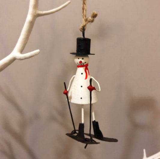 Skiing snowman Christmas tree decoration by Shoeless Joe