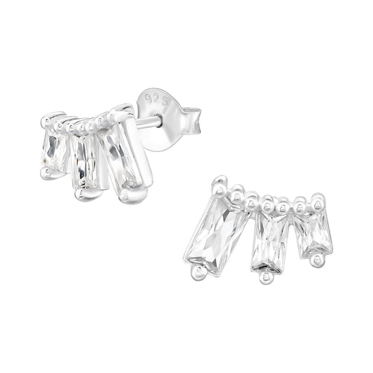 Crystal icicle sterling silver stud earrings