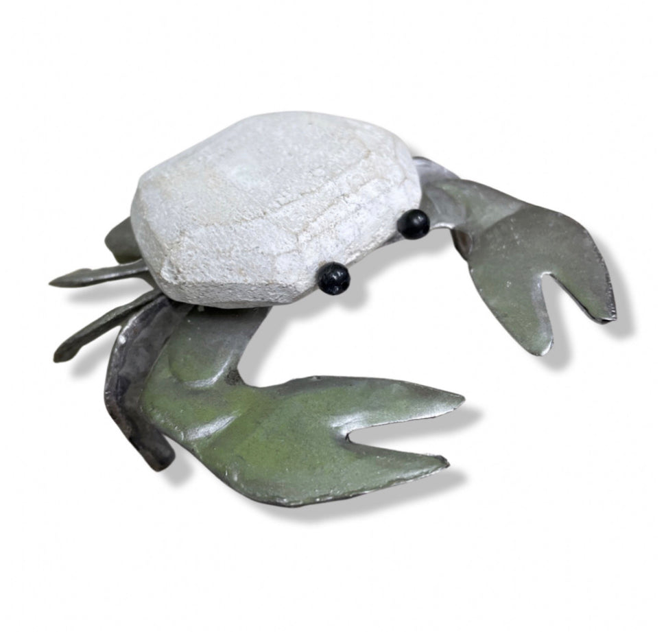 Cindy crab.  Tin & wood crab ornament by Shoeless Joe