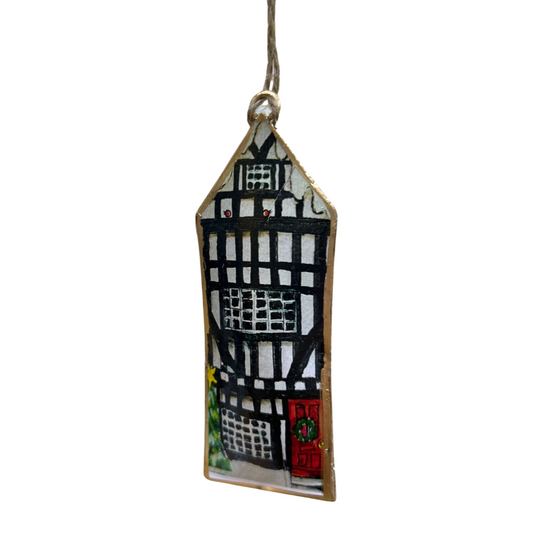 Black &white Christmas town house , Christmas tree decoration