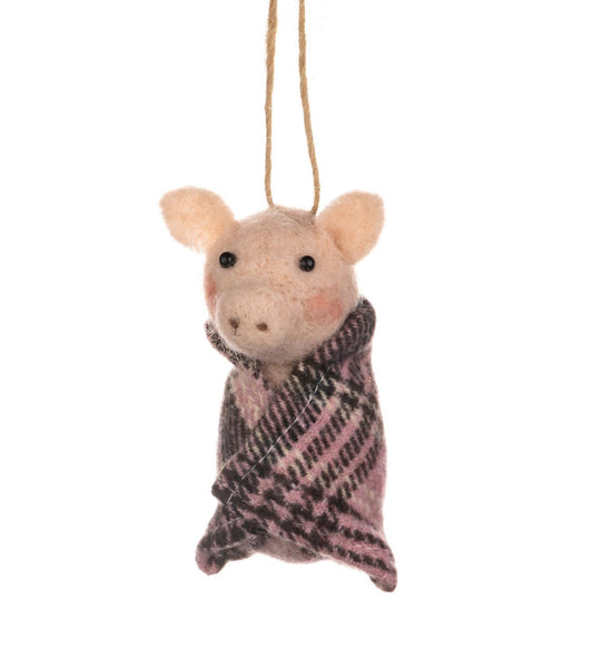 Pig in Tartan Blanket Christmas decoration