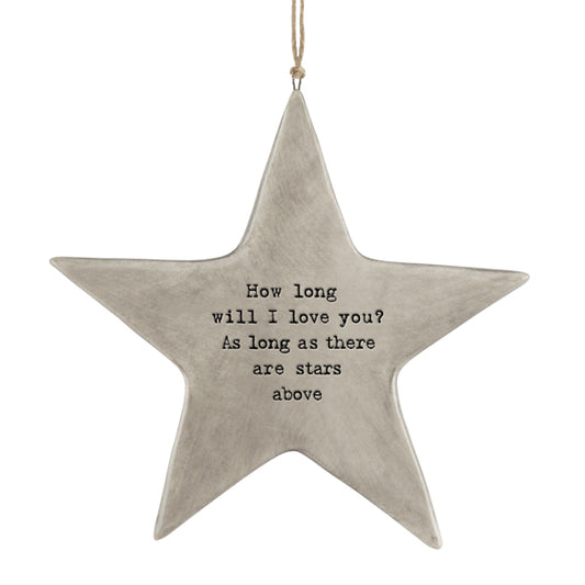 How long will I love you .....as long as there are stars above you ceramic star by East of India