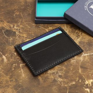 Black leather card holder