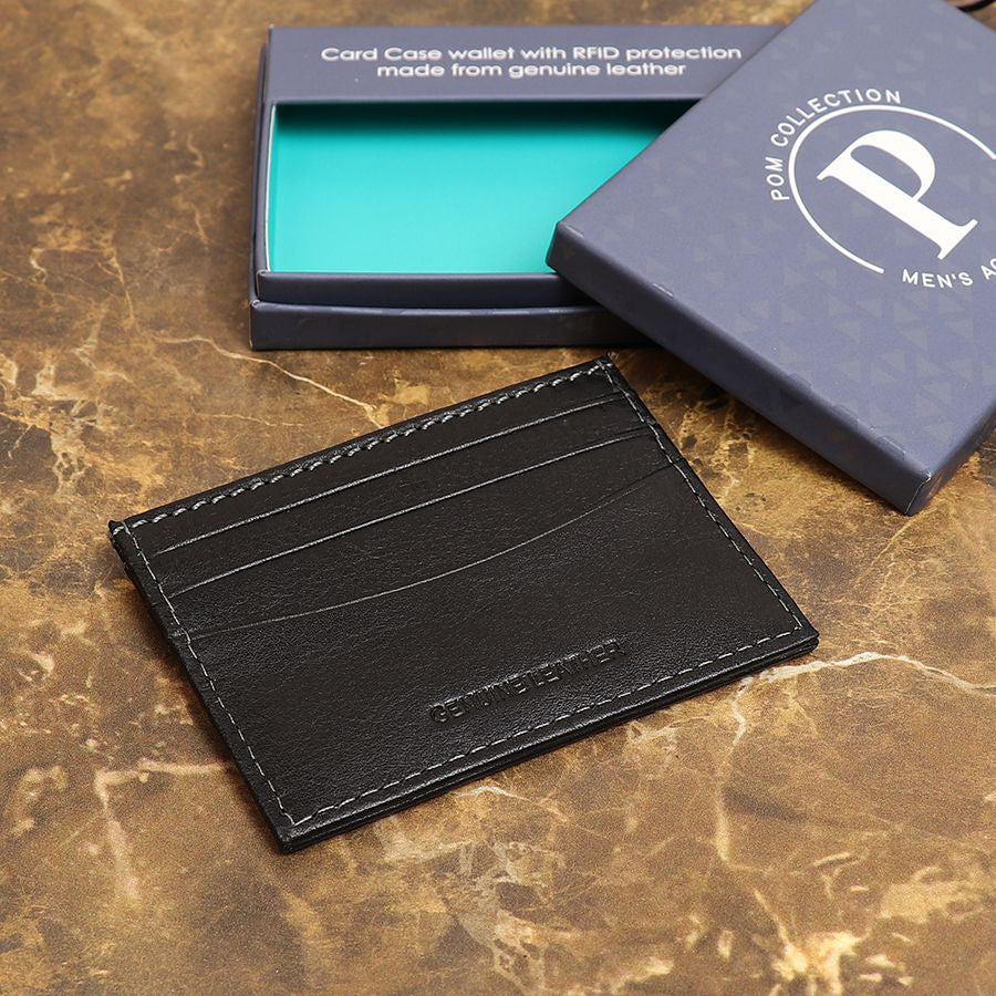 Black leather card holder