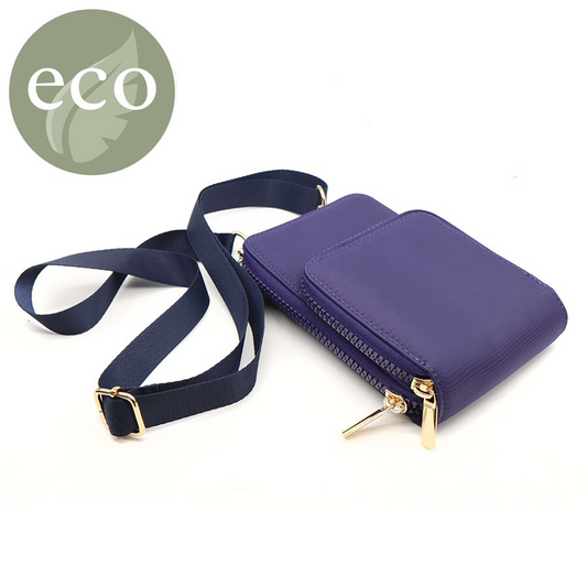 Recycled nylon indigo phone bag