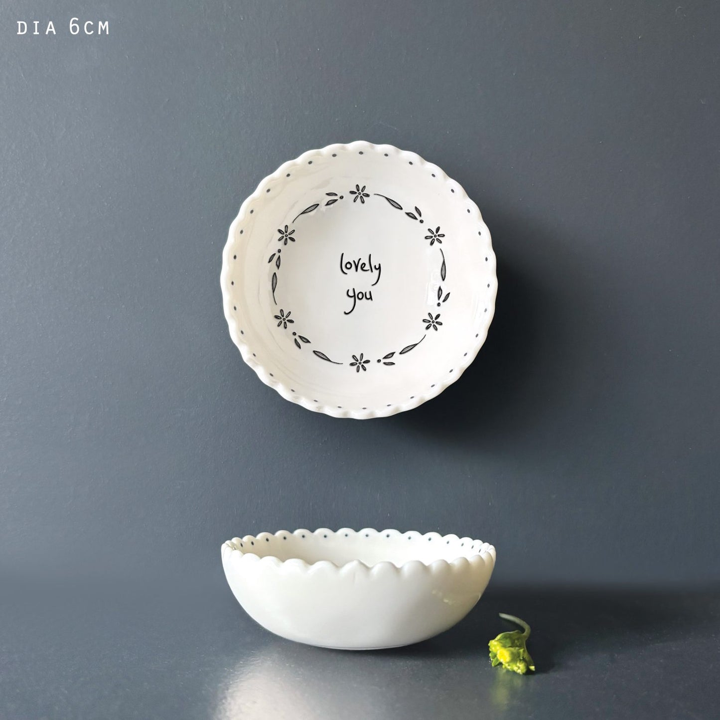 Scallop edge Small wobbly ceramic trinket dish by East of India. Lovely You.