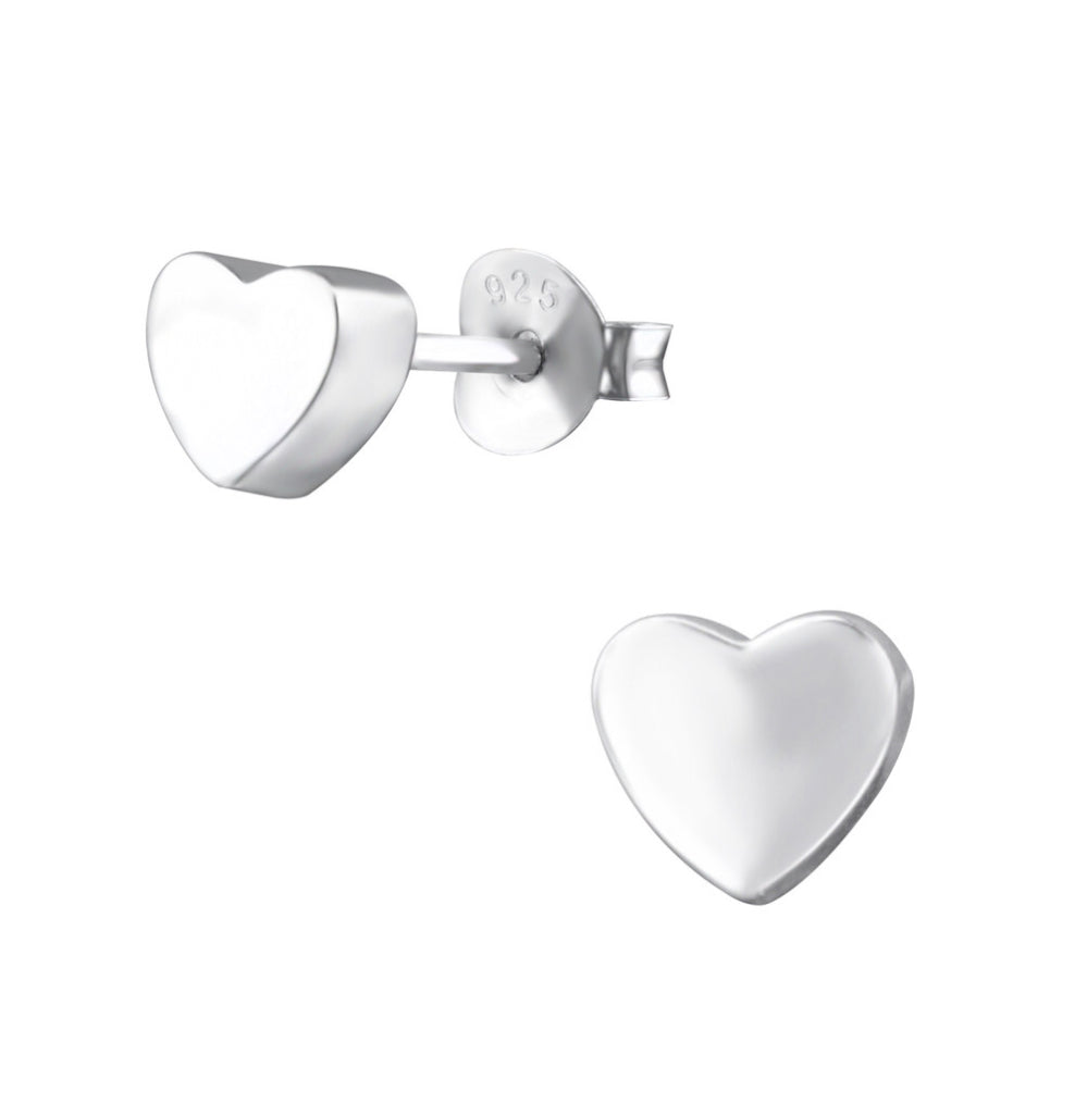 Chunky heart sterling silver stud earrings