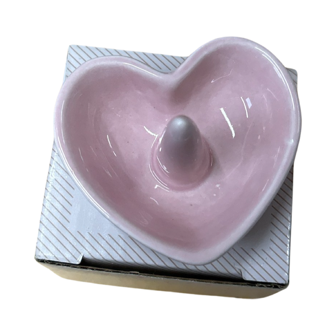 Pink heart ring dish