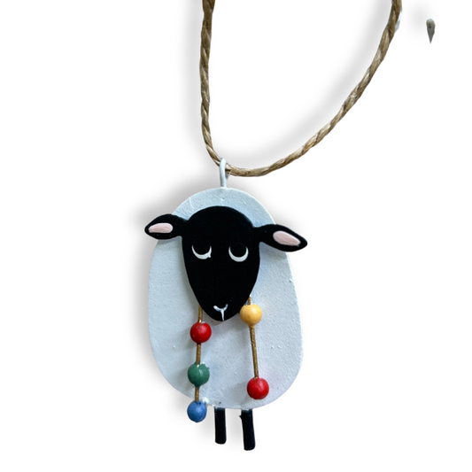 Sheep with Christmas bauble garland hanging tree ornament