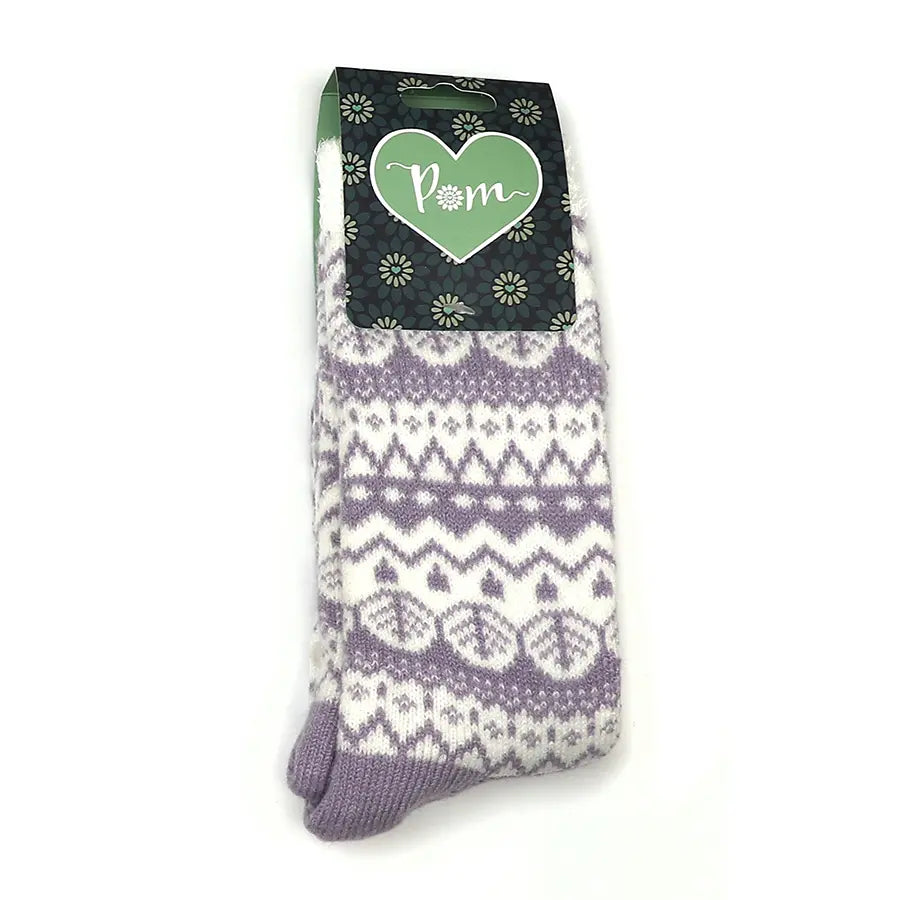 Lilac cosy fair isle slipper socks