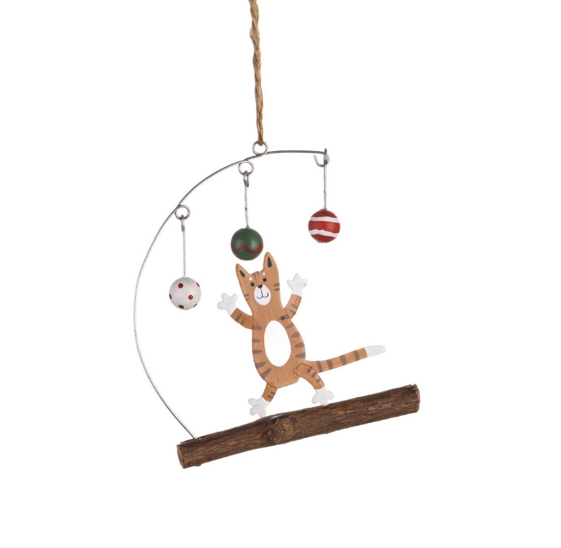 Kitty Playing with Baubles Hanging christmas decoration