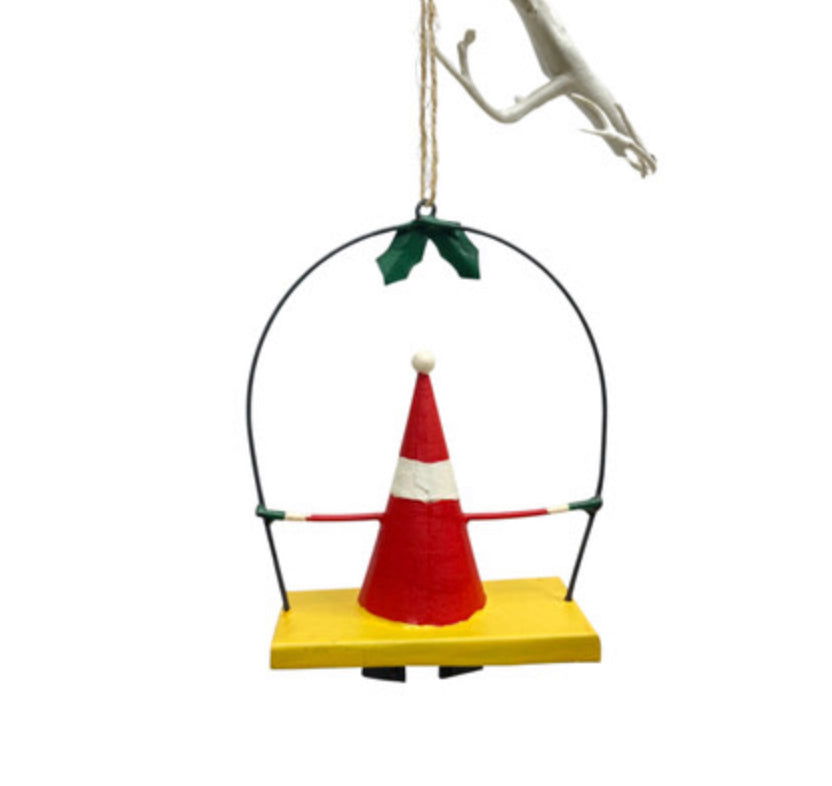 Santa on a swing hanging Christmas tree decoration by Shoeless Joe